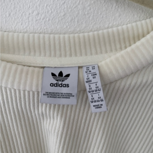Adidas Off-White Ribbed Long Sleeve Top. NWT - Picture 3 of 4